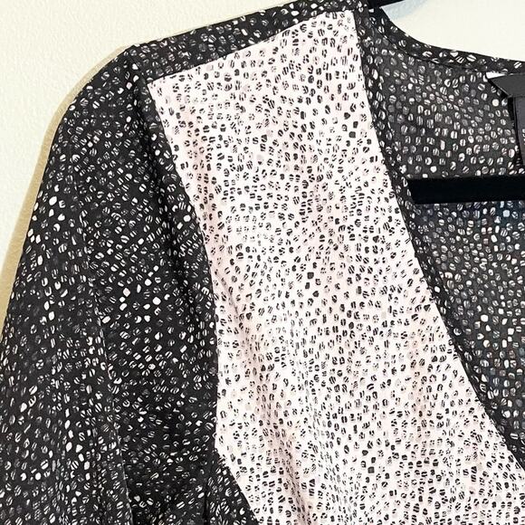 H&M Women's Black Polka Dots V-Neck Long Sleeve Cinched Baby Doll Dress Size 8 - Picture 6 of 16